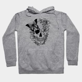 Skull with butterflies and lilies Hoodie